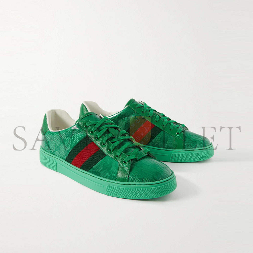 GUCCI ACE MONOGRAMMED LEATHER-TRIMMED COATED-CANVAS SNEAKERS 576963